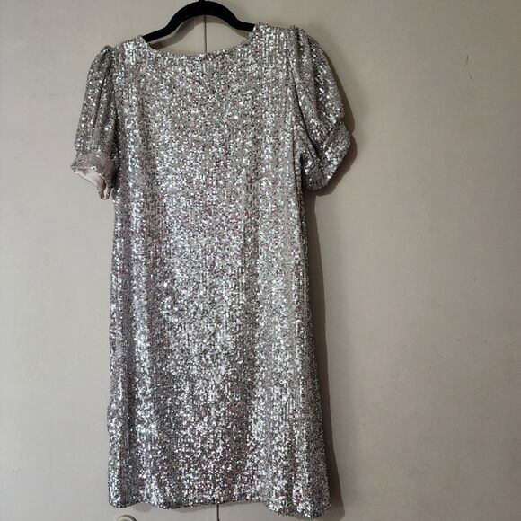 Cable & Gauge Gold Sequin Short Sleeve Puff Dress Size M - Picture 3 of 11